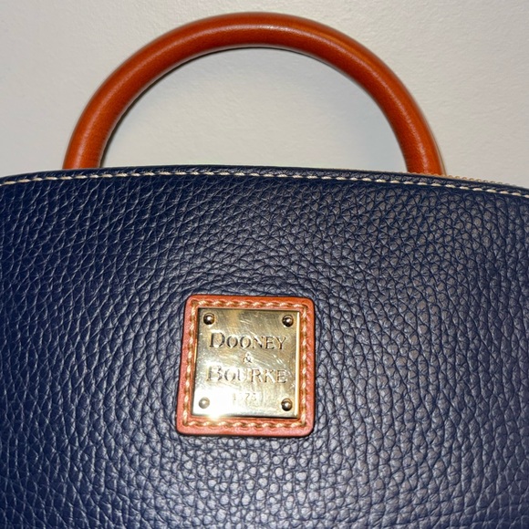 Dooney & Bourke Blue and Brown Leather Backpack - Picture 2 of 13
